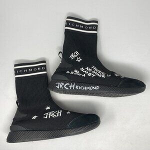 John Richmond Women's Sock Fit Hi Top Black Sneaker EU38